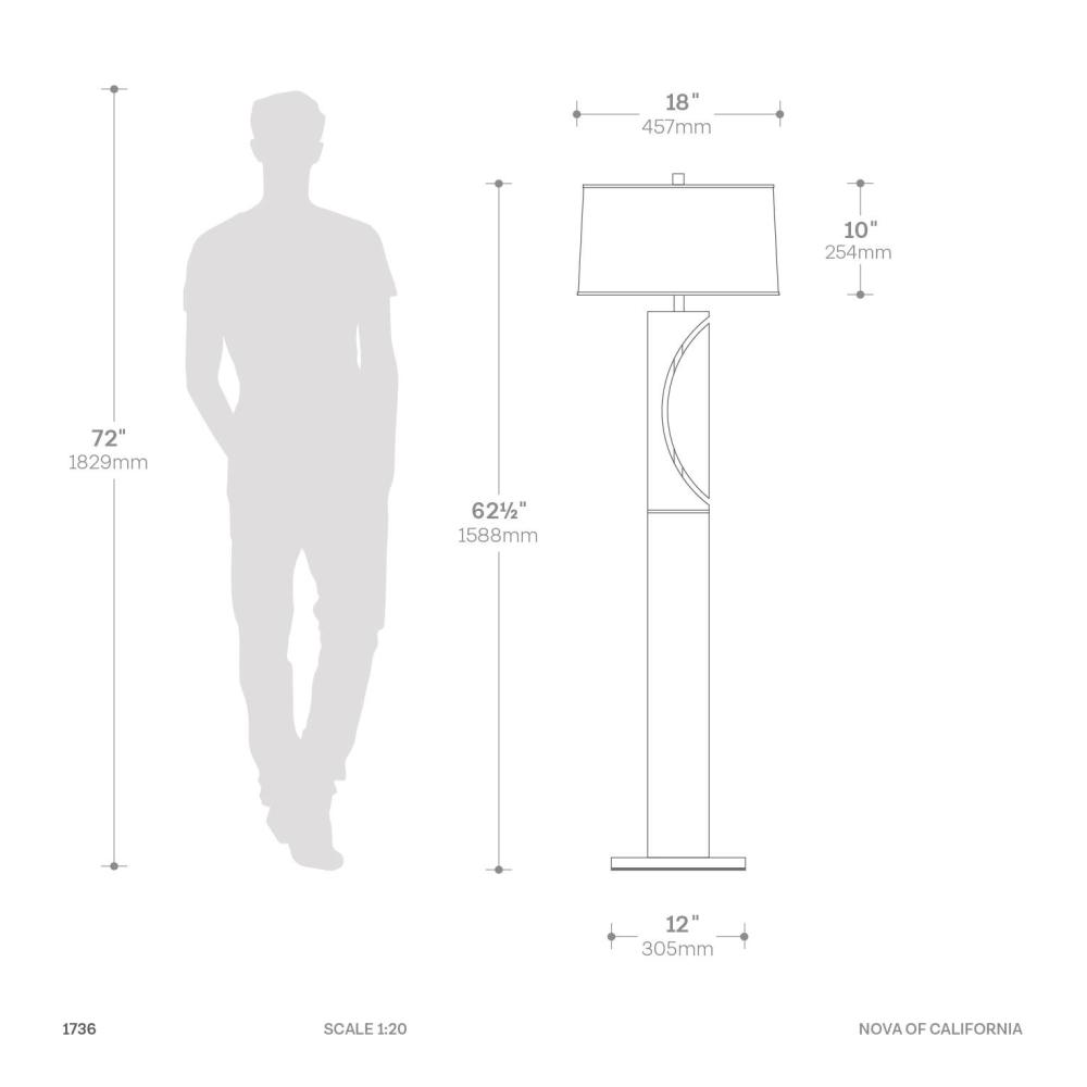 Half Moon Floor Lamp with Nightlight Dimensions