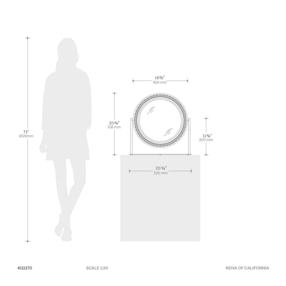 Marilyn Table Top LED Vanity Mirror Dimensions