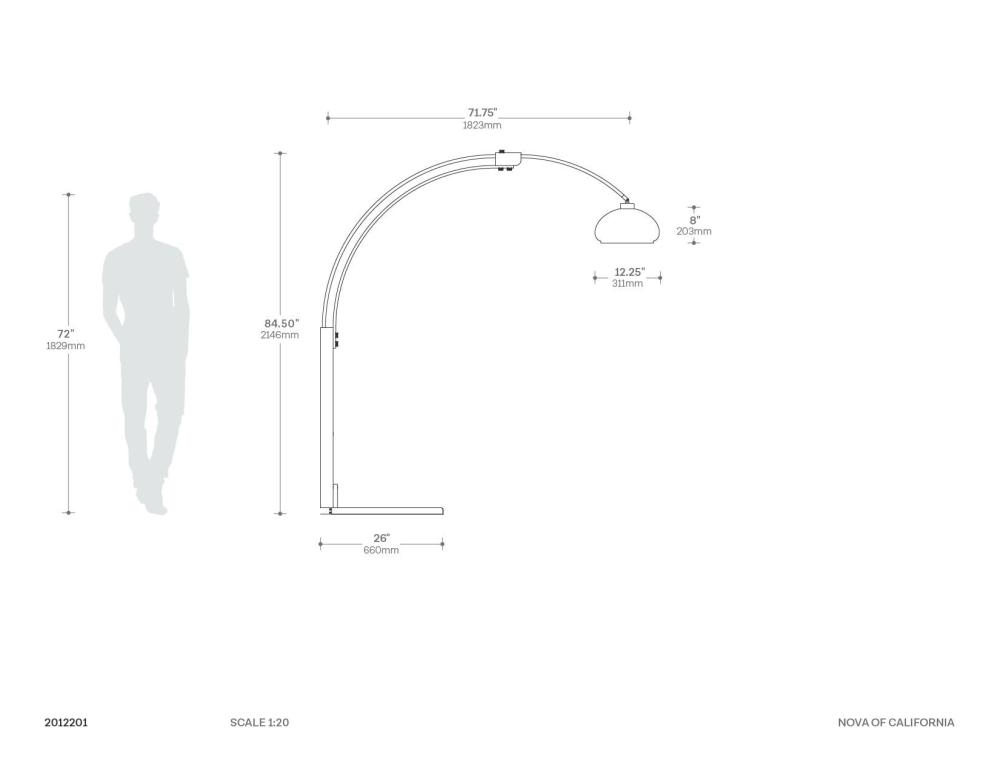 Morelli Arc Floor Lamp 84″ Dimensions