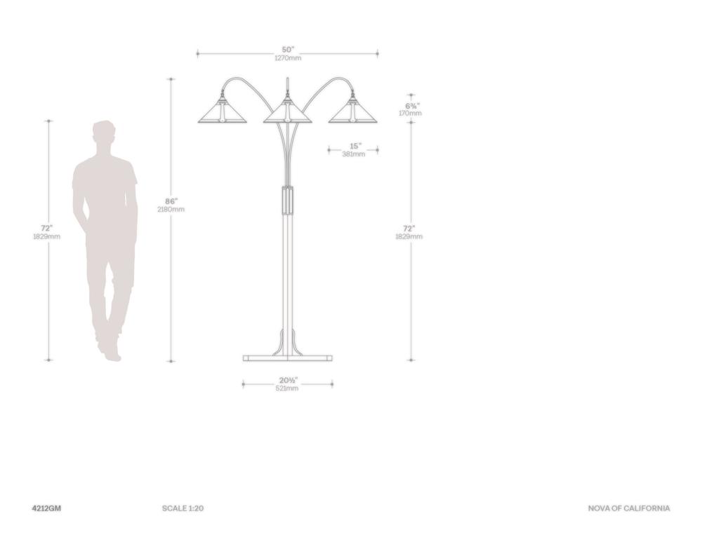 Natural Mica 3 Light Arc Floor Lamp 86″ Dimensions