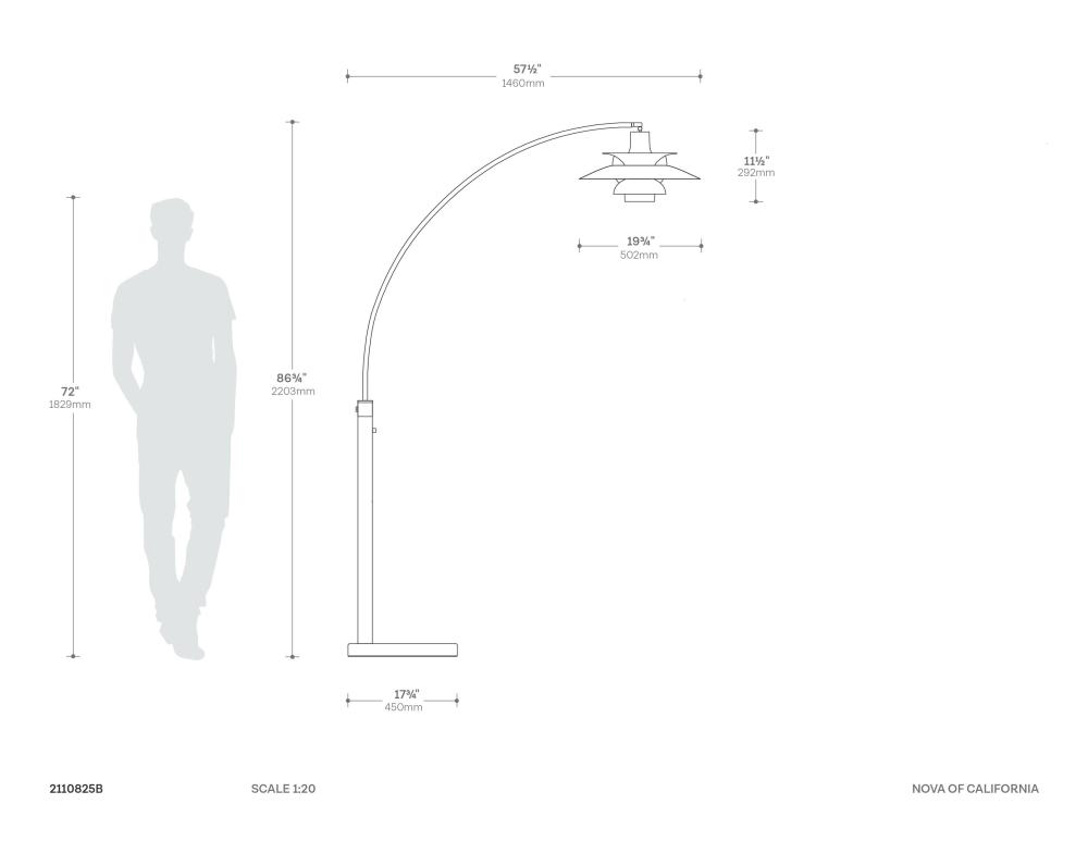 Palm Springs 1 Light Arc Floor Lamp 83″ Dimensions