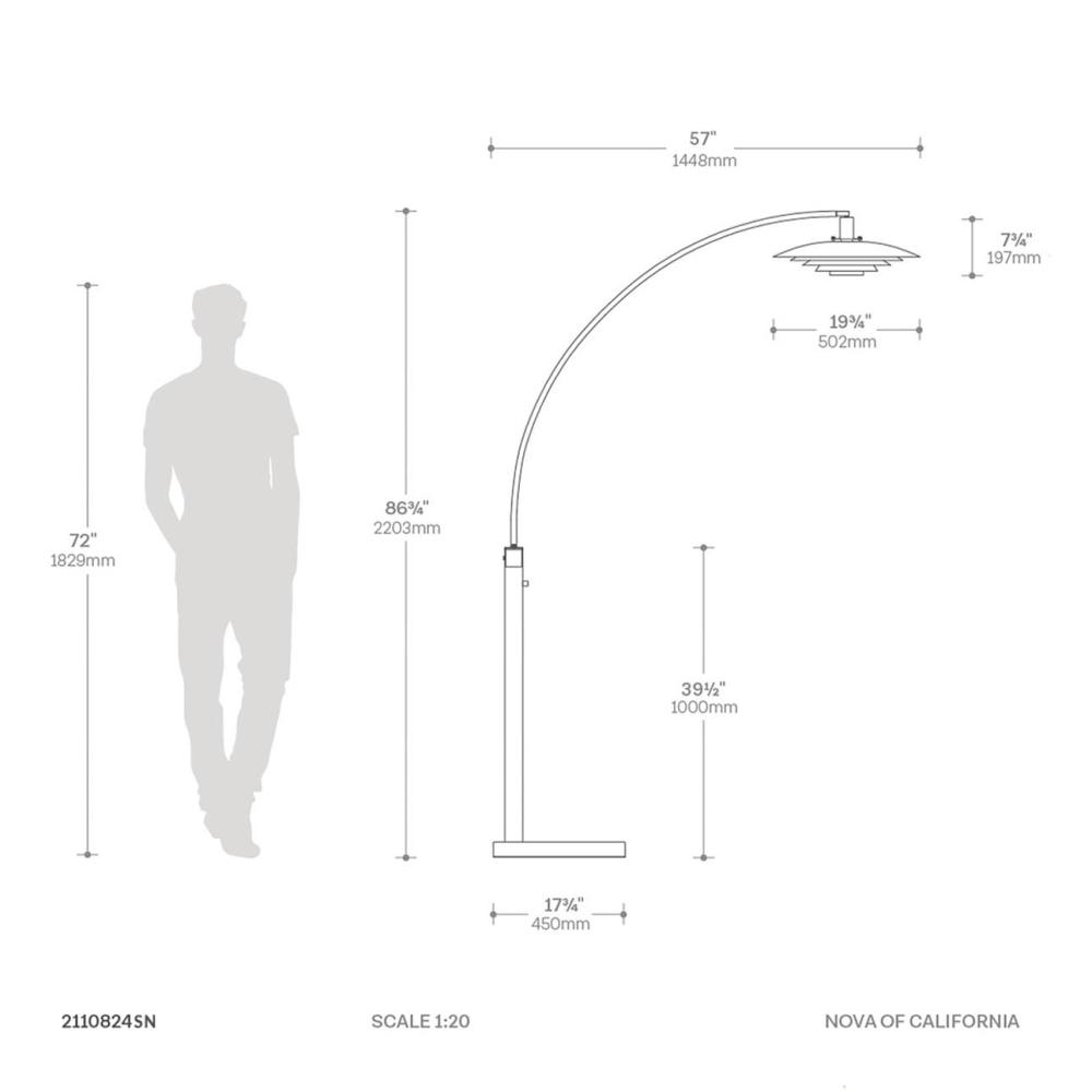 Rancho Mirage 1 Light Arc Floor Lamp Dimensions