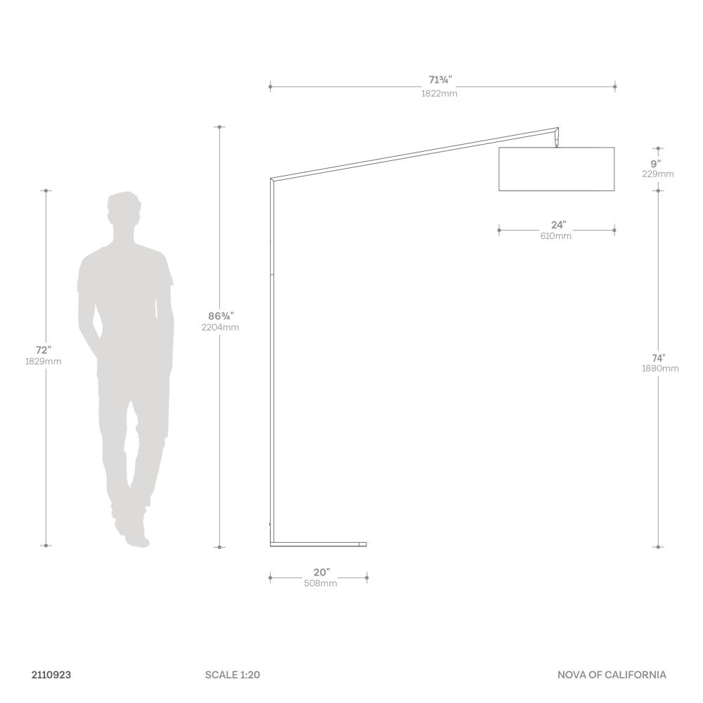 Stretch Arc Floor Lamp 87″ Dimensions