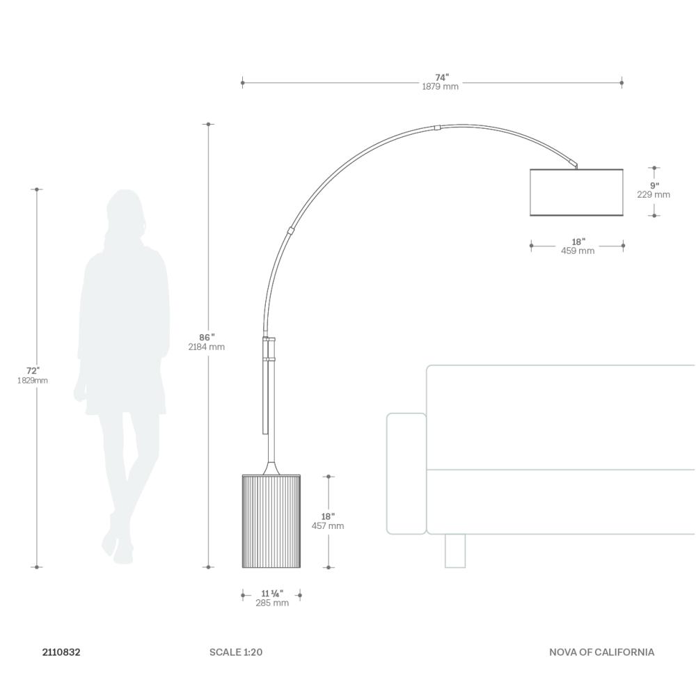 Tambo Arc Floor Lamp Dimensions